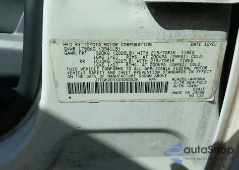 2002 Toyota Rav4 из США, поврежденный, VIN JTEGH20VX20060526